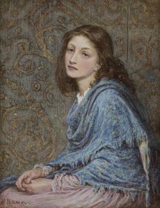 girl seated in blue 1873 watercolour
